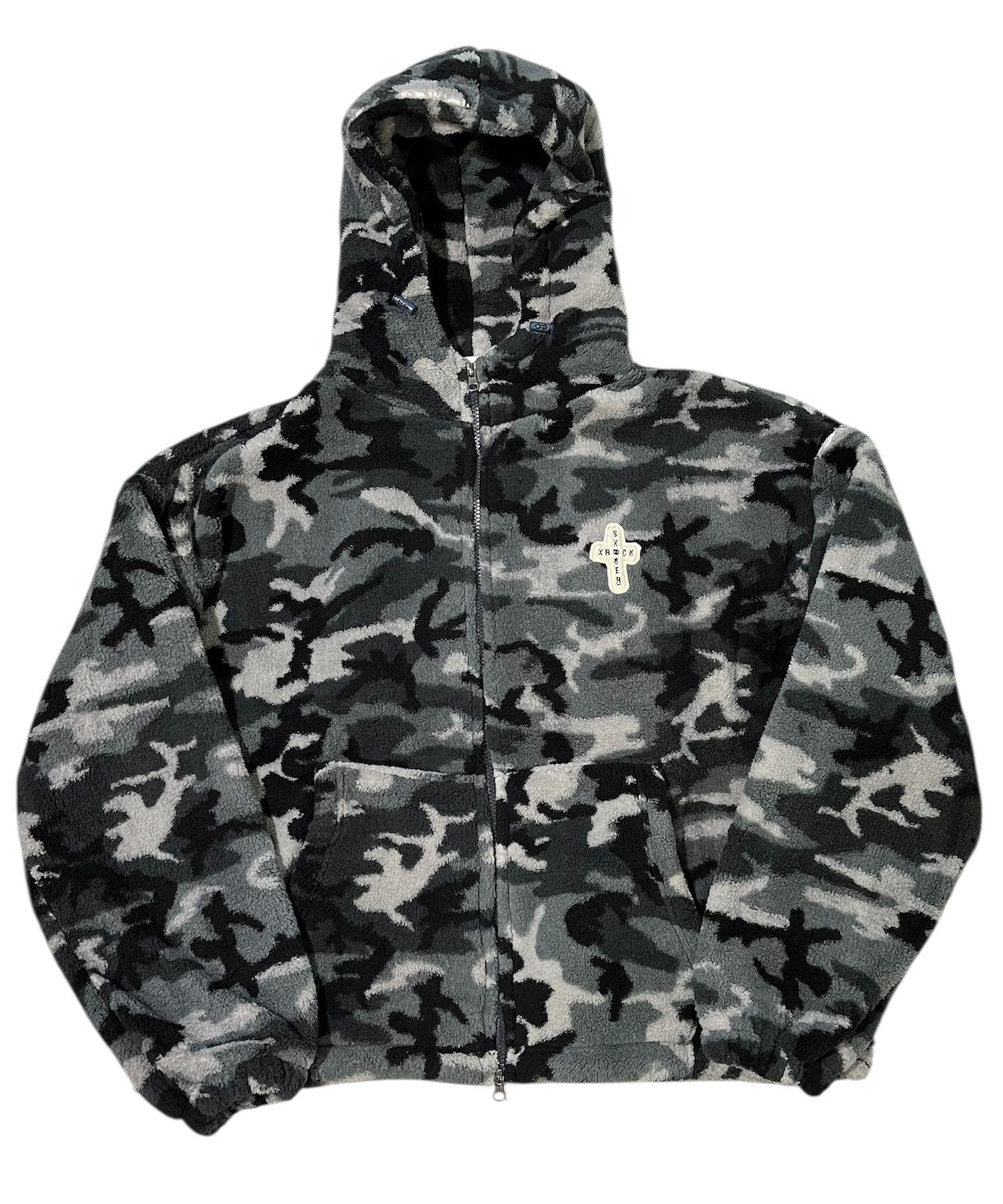 MUSINSA公式 | SK8ER ROCK Camouflage Fleece Hood Zip-up Jacket ((gray))