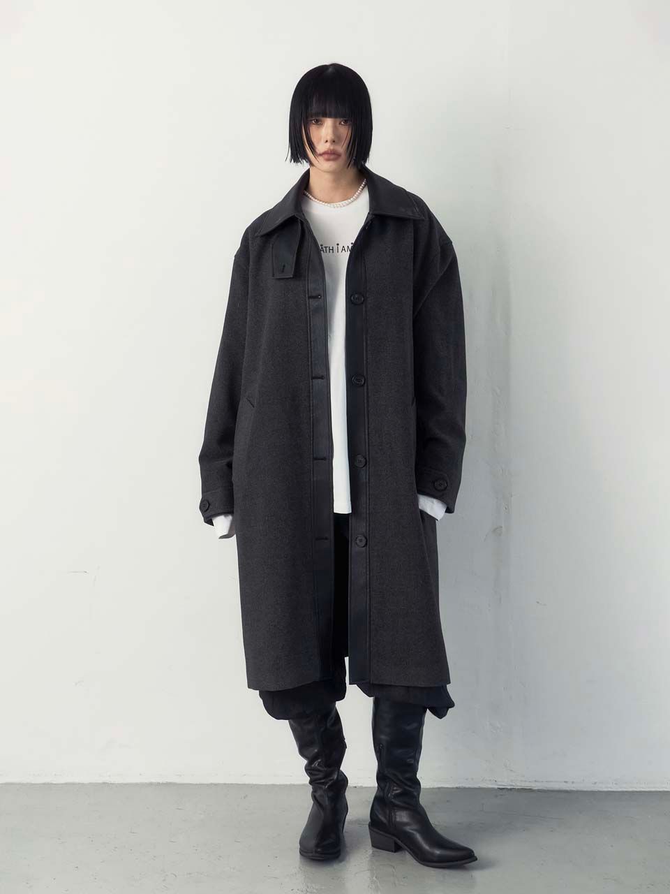 MUSINSA公式 | BIBORA ハイネックシングルロングコート