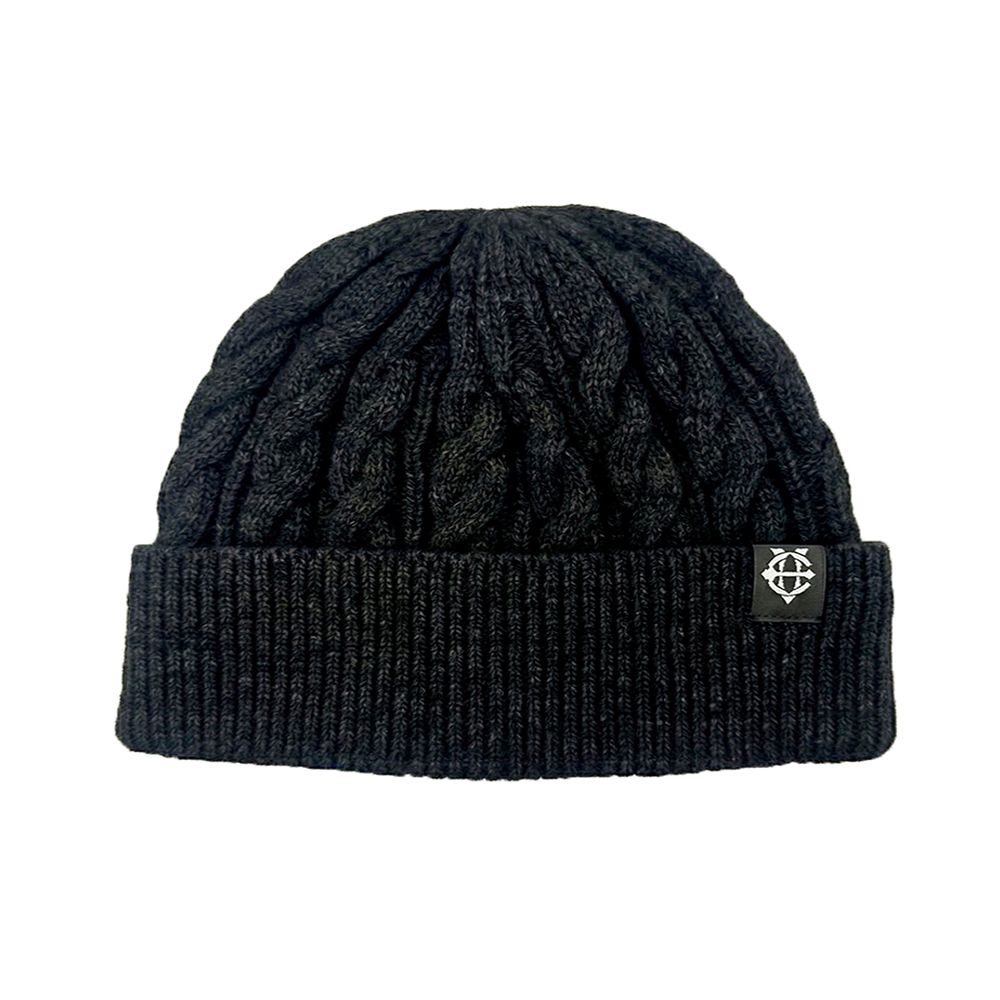 MUSINSA | EIGHTVOLUME EV Wool Cable Knit Short Beanie (Black)