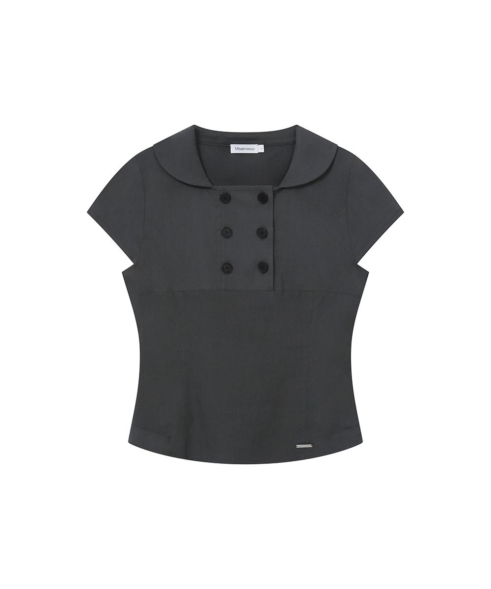 MUSINSA公式 | MISEKI SEOUL Double button shirts top CHARCOAL