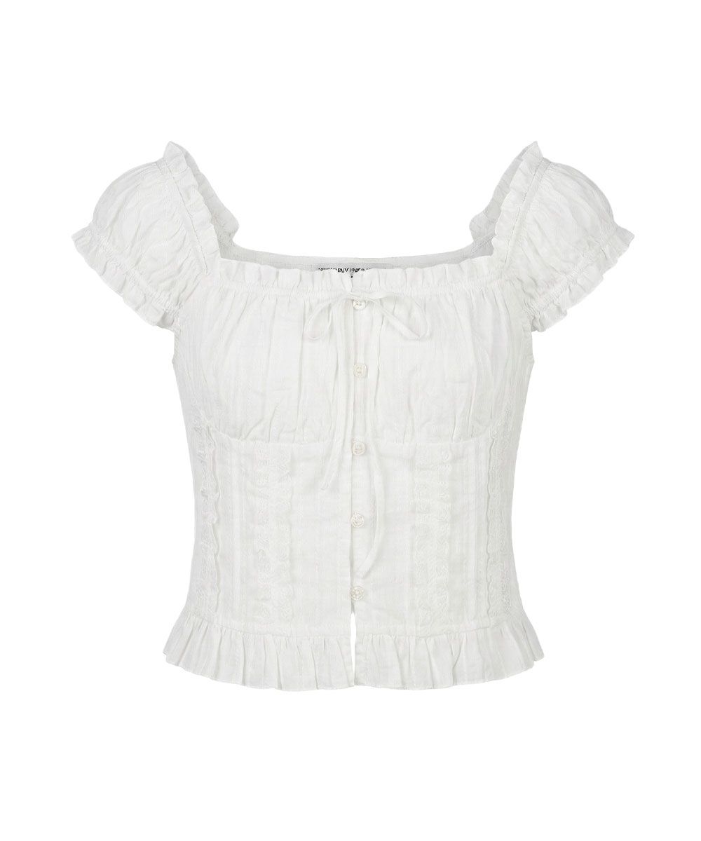 MUSINSA公式 | SCHISM INDUCING COQUETTE BLOUSE WHITE