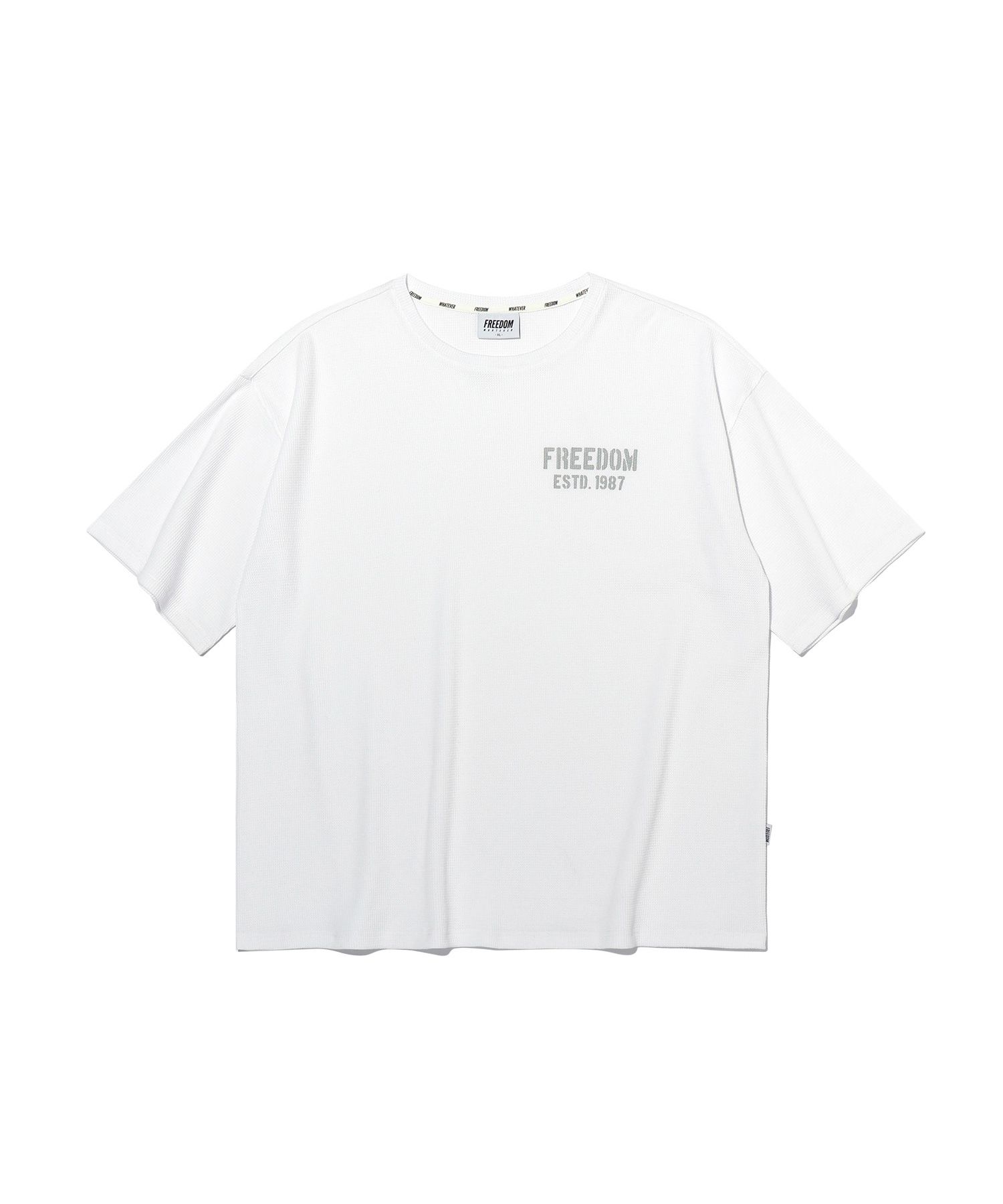 MUSINSA公式 | FREEDOM 1987 ワッフルオーバーサイズTシャツ (ホワイト)