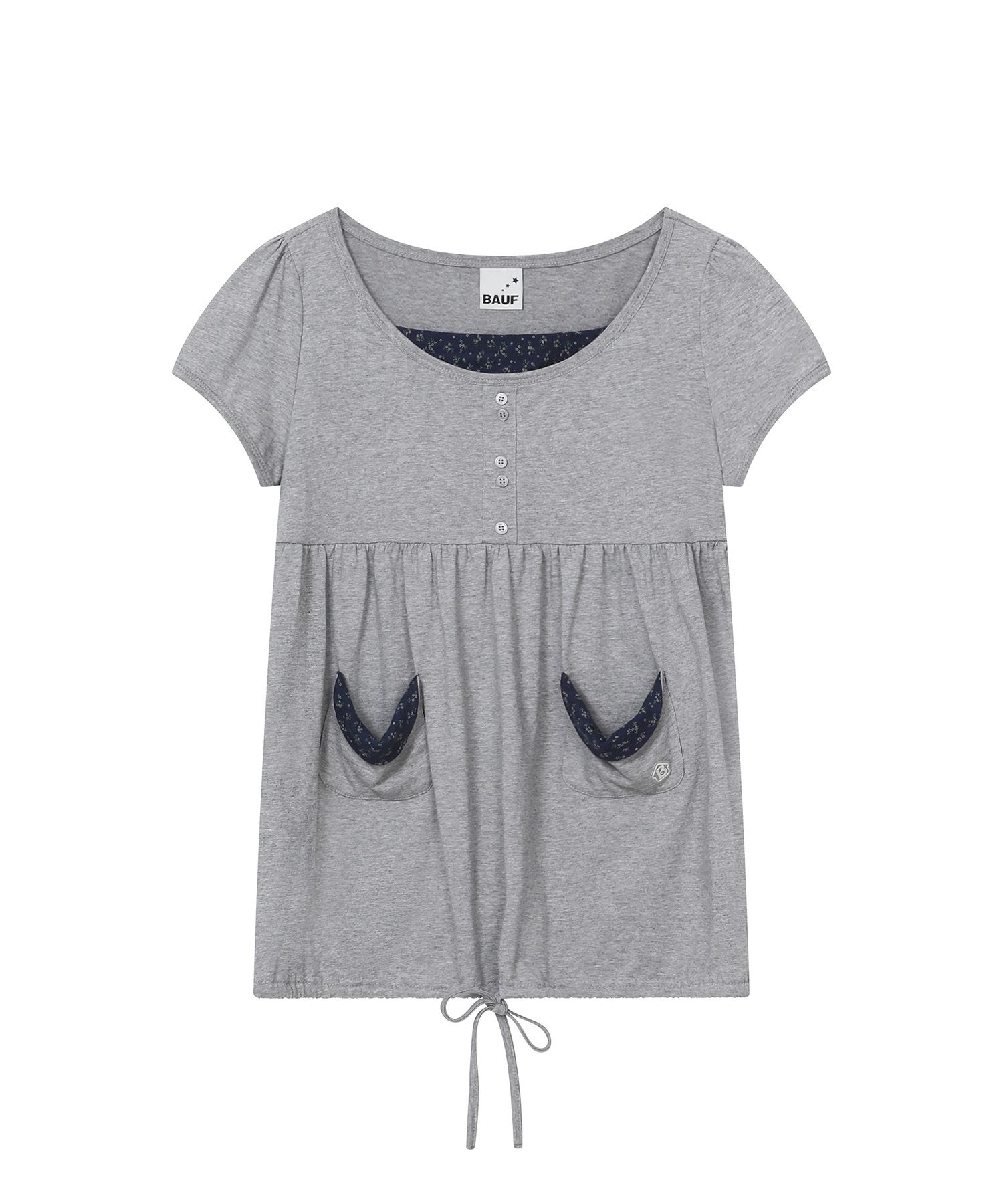 MUSINSA公式 | BAUF シャーリングフレアTシャツ[グレー]