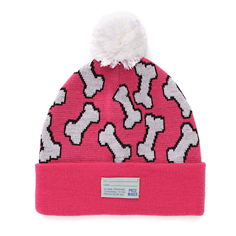 BONES POMPOM BEANIE (CORAL)