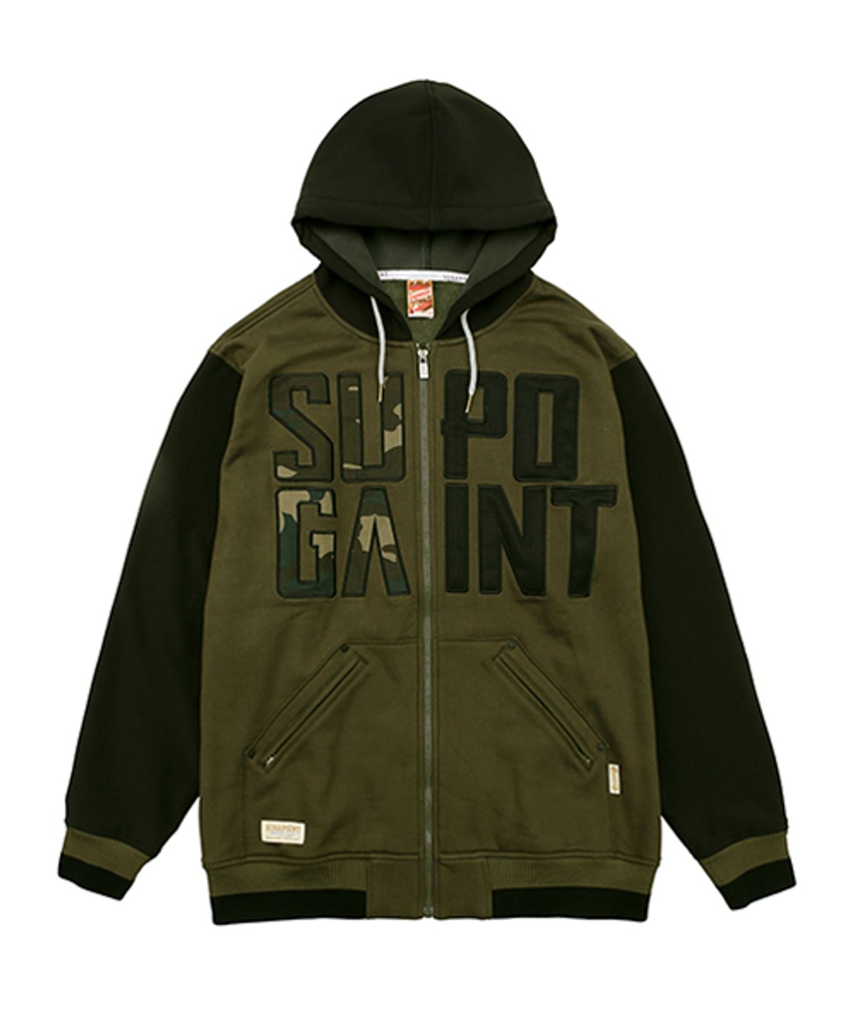 슈가포인트(SUGAPOINT) [슈가포인트]남자 짚업 후드 RAIL-KHAKI/BLACK