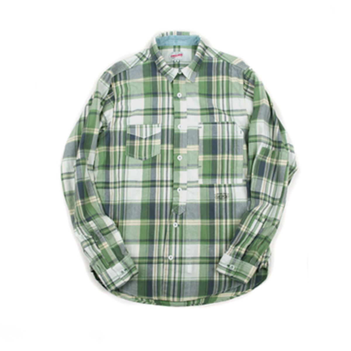 스웰맙(SWELLMOB) officer plaid shirts -grn-