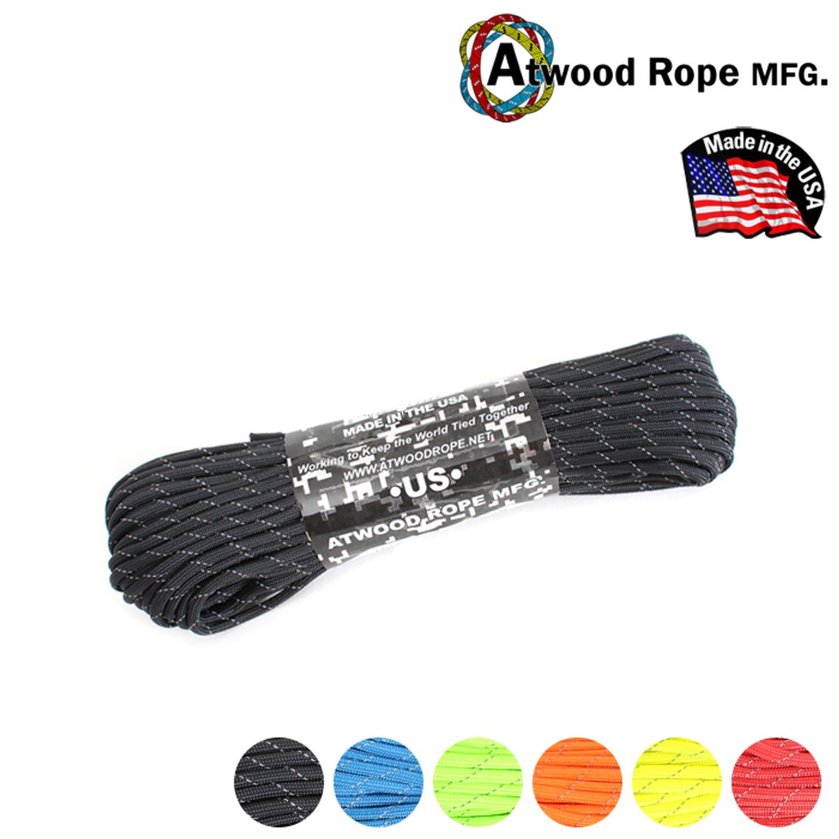 애드우드로프(ATWOOD ROPE) 550파라코드 100Ft 낙하산줄 리플렉티브