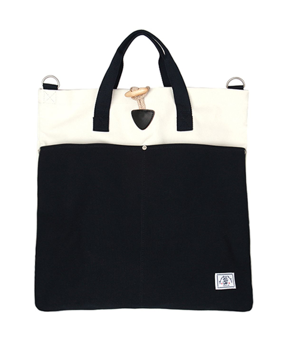 어레인지(ARRANGE) navy & cream canvas tote bag
