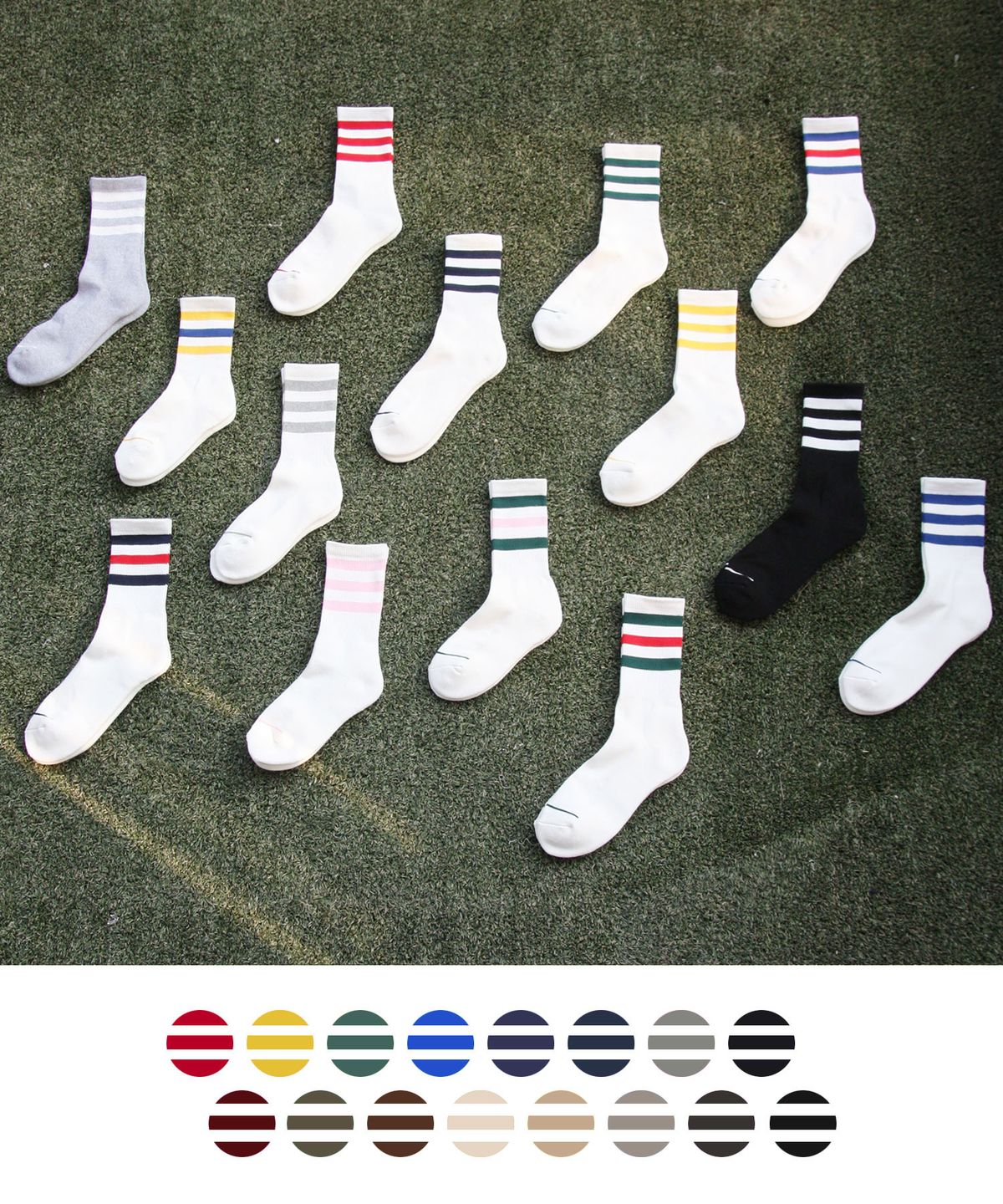 엔젤삭스(ANGEL SOCKS) [2개세트] 1104 삼선 스포츠 컬러 기본 러닝 운동 헬스 두꺼운 남자 남성 양말