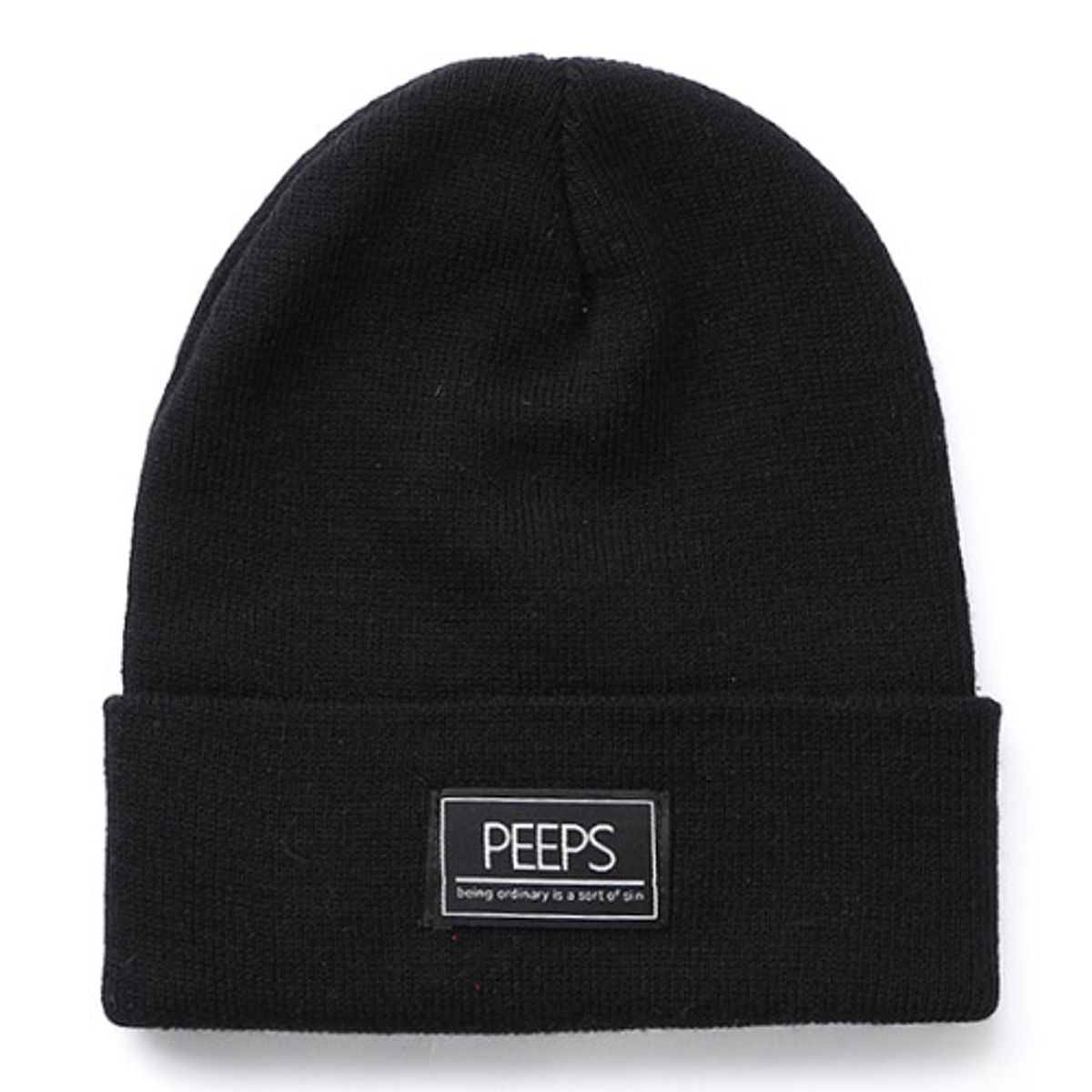 핍스(PEEPS) 베이직 라벨 비니 블랙