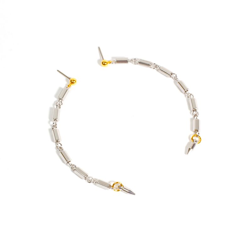 [모드곤] Hexagon White Gold Earrings