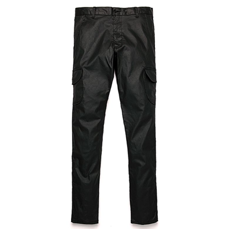 SLIM CARGO PANTS (COATED BLACK)