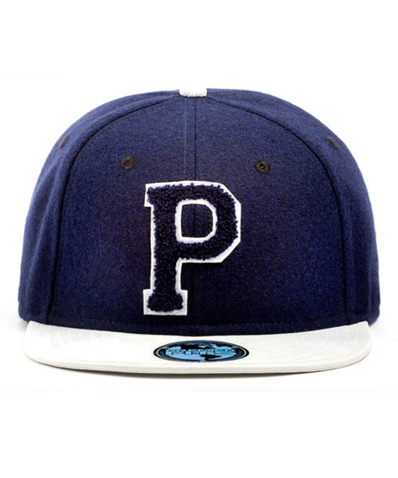 바시티 블루 P 로고 화이트 브림 스냅백 Varsity Blue P Logo White Brim Snapback