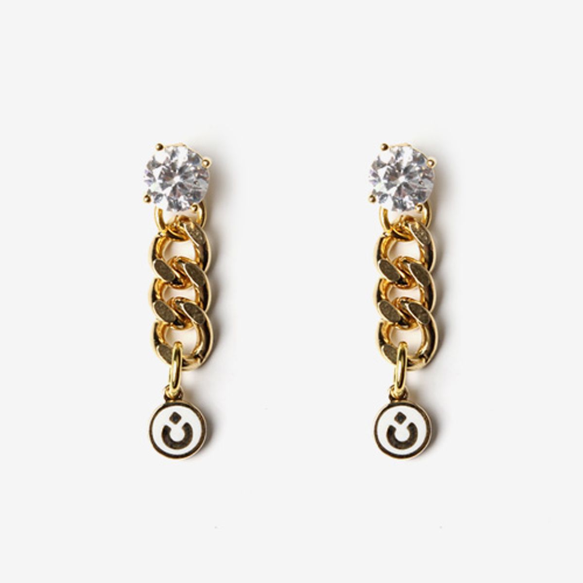 더 클로토(THE CLOTHO) ROUND 7MM CRYSTAL CHAIN EARRING