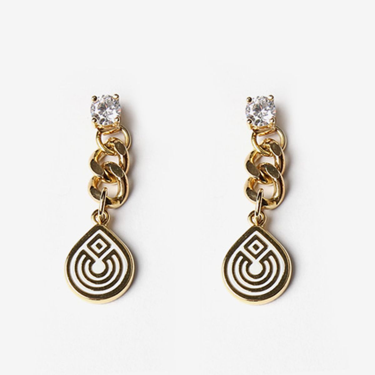 더 클로토(THE CLOTHO) ROUND 5MM CRYSTAL CHAIN EARRING