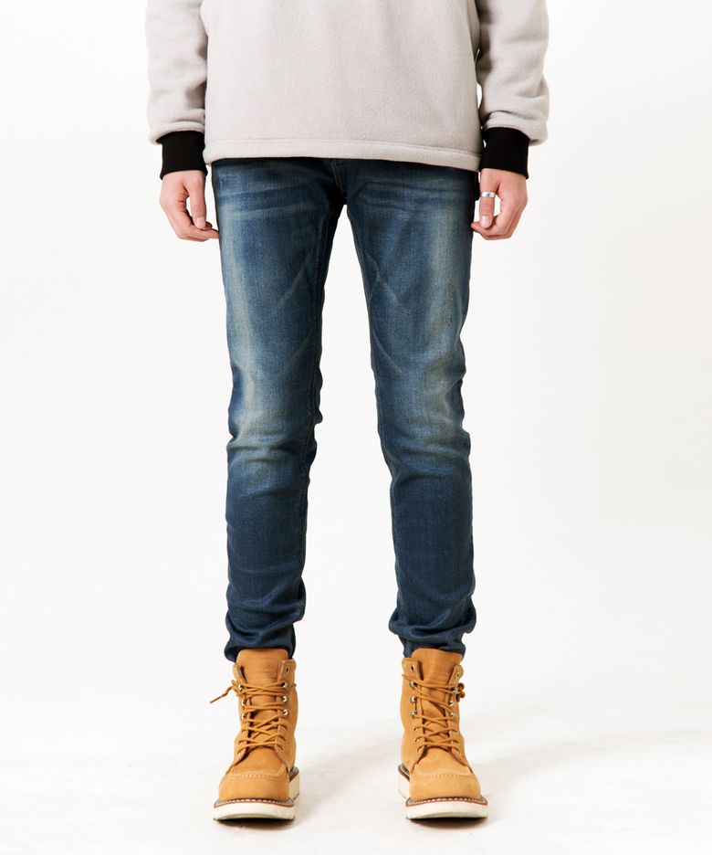 INDIGO PRESS COATED JEANS SLENDER