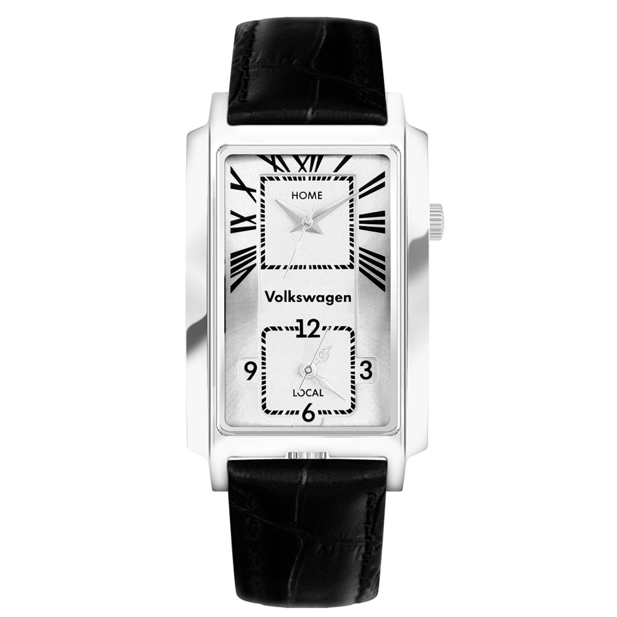 폭스바겐 와치(VOLKSVAGEN WATCH) 레트로 스퀘어 듀얼타임 가죽손목시계 VW1421V-SV