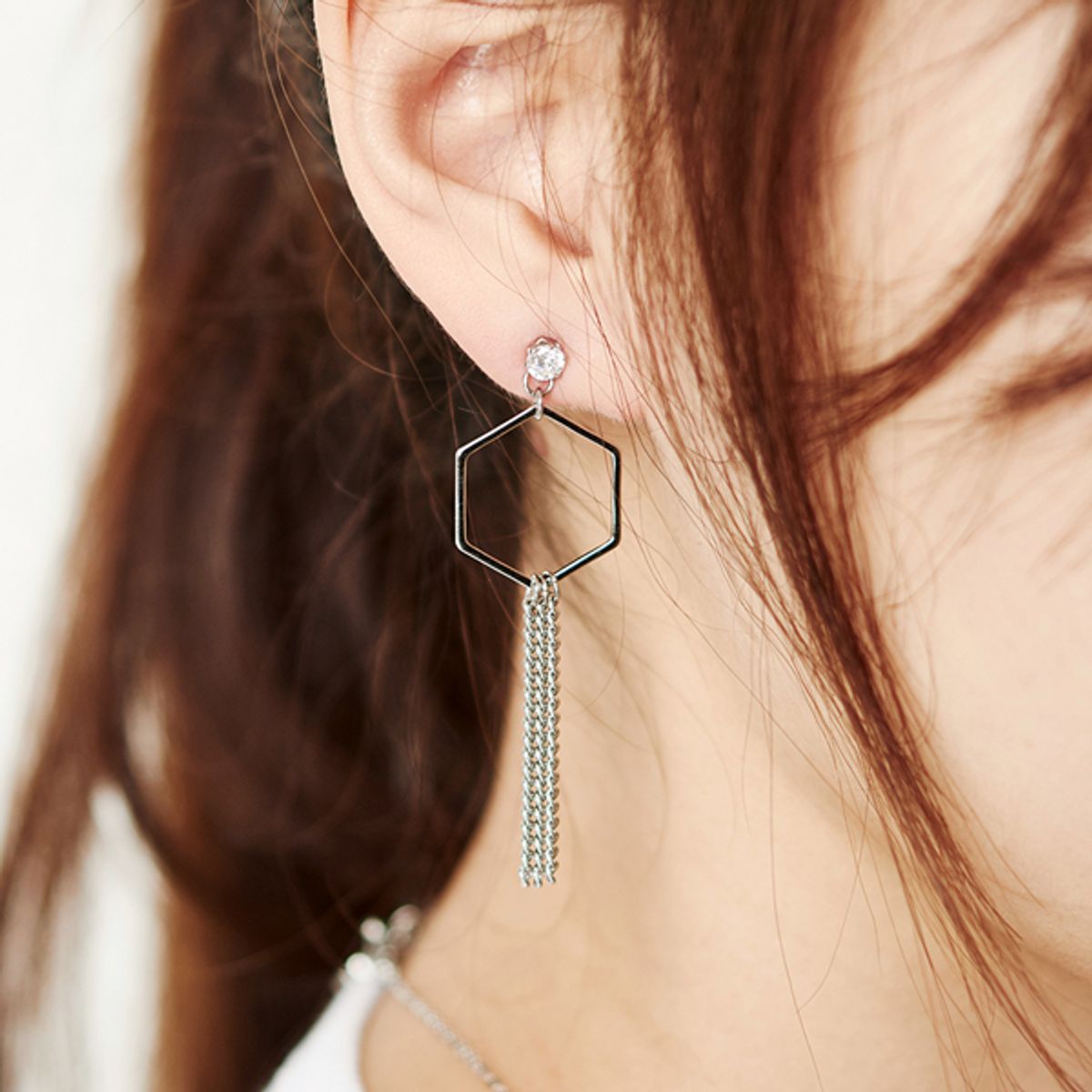 글로리아덴(GLORY_ARDEN) [핸드메이드]알러지 없는 써지컬스틸 육각 귀걸이