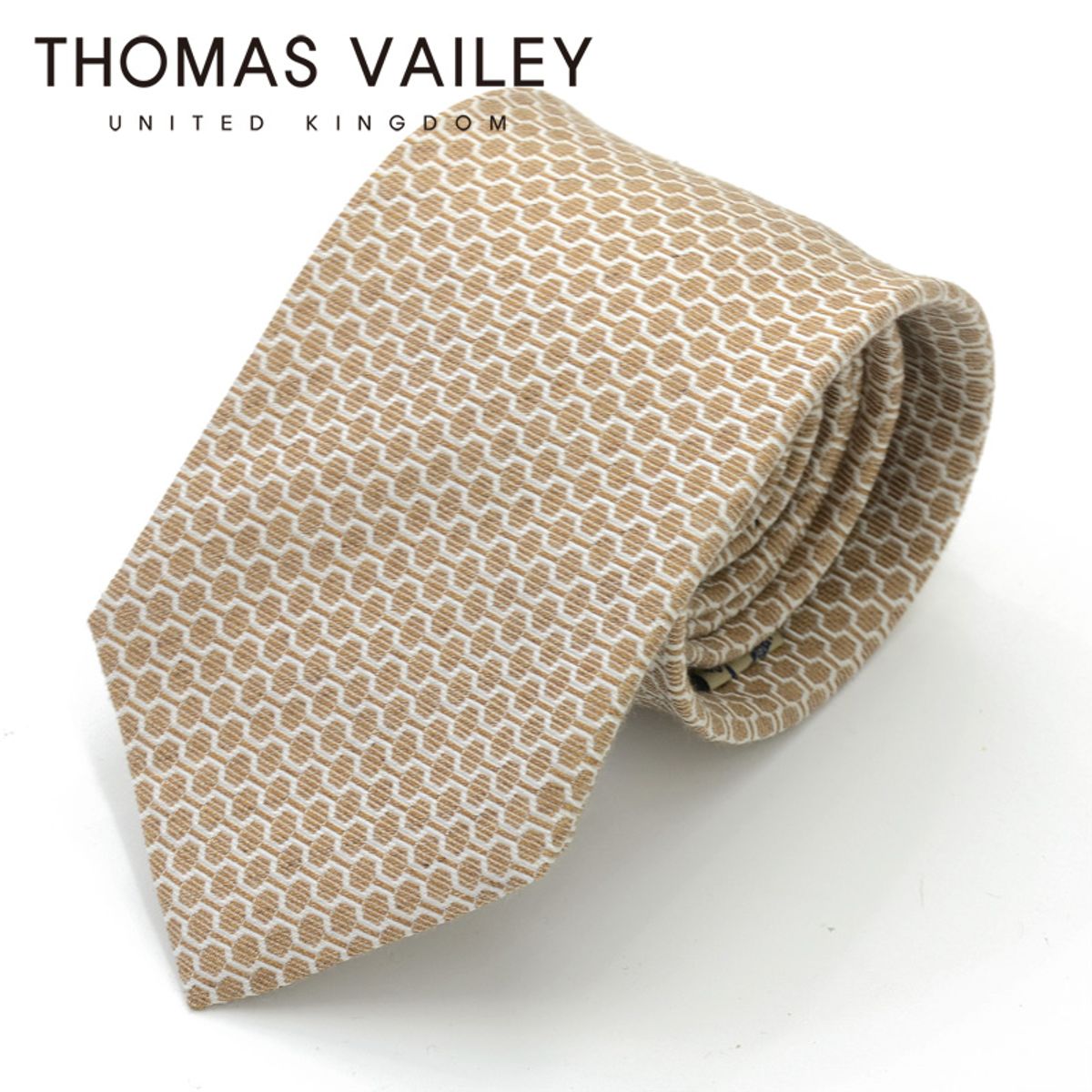 토마스 베일리(THOMAS VAILEY) [THOMAS VAILEY] 토마스베일리 세미세븐폴더 실크 넥타이 - 기어 베이지8cm