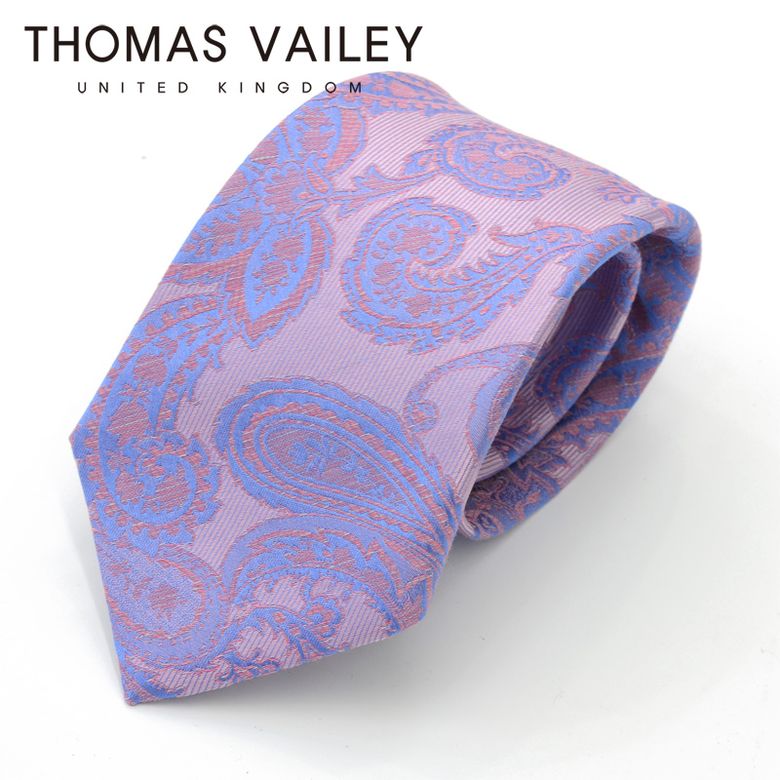 [THOMAS VAILEY] 토마스베일리 세미세븐폴더 실크 넥타이 - 럭스페이즐리 핑크 8.5cm