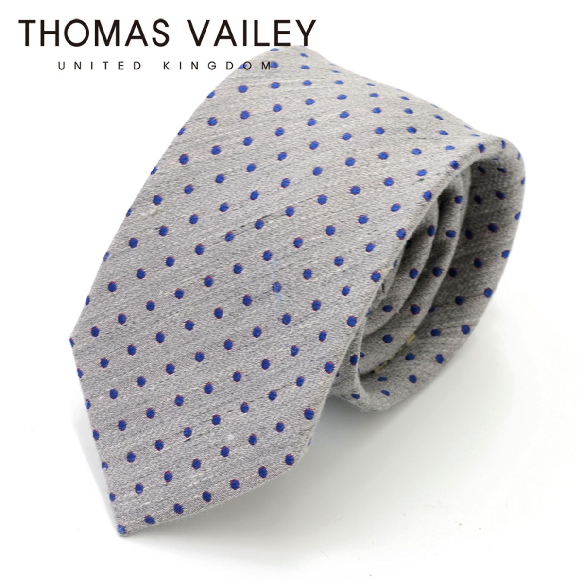 토마스 베일리(THOMAS VAILEY) [THOMAS VAILEY] 토마스베일리 세미세븐폴더 실크 넥타이 - 타미도트 그레이 8cm