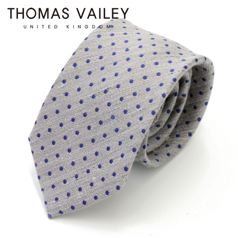 [THOMAS VAILEY] 토마스베일리 세미세븐폴더 실크 넥타이 - 타미도트 그레이 8cm