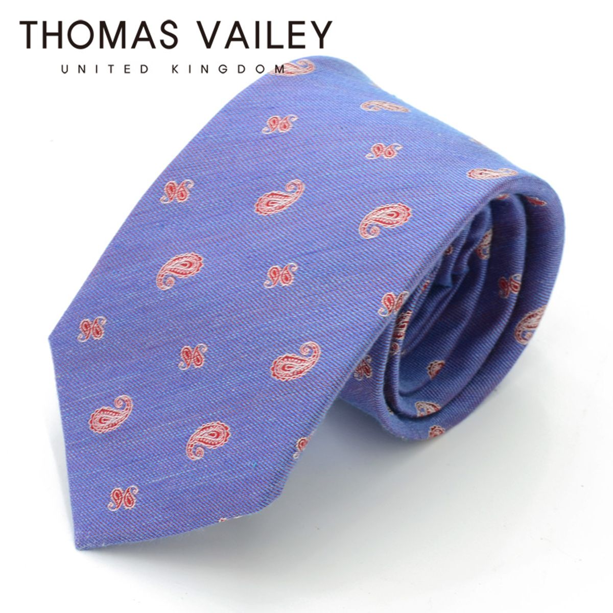 토마스 베일리(THOMAS VAILEY) [THOMAS VAILEY] 토마스베일리 세미세븐폴더 실크 넥타이 - 타이니페이즐리 스카이 8cm