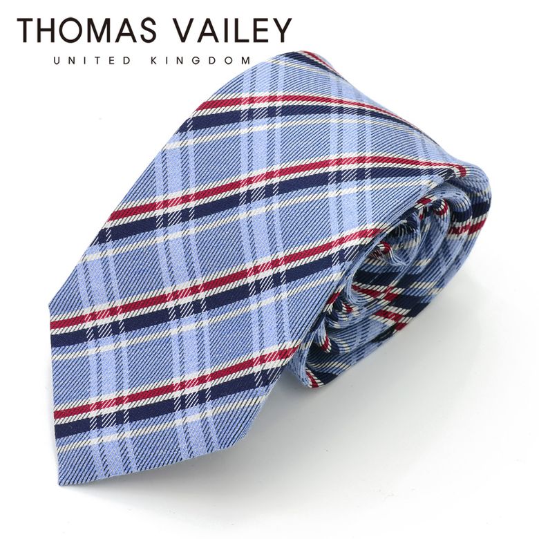 [THOMAS VAILEY] 토마스베일리 세미세븐폴더 실크 넥타이 - 레트로 스카이8cm