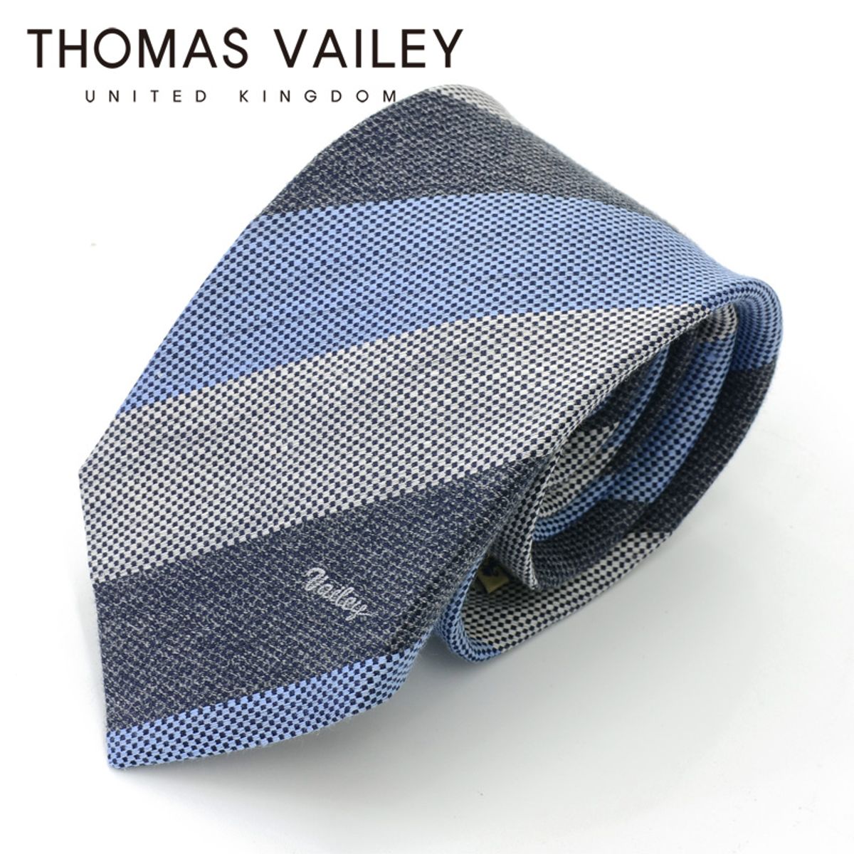 토마스 베일리(THOMAS VAILEY) [THOMAS VAILEY] 토마스베일리 세미세븐폴더 실크 넥타이 - 베일리 미스티 스카이8cm