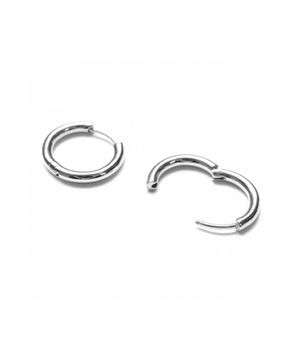 써지컬스틸 슬림 원버튼 링 귀걸이