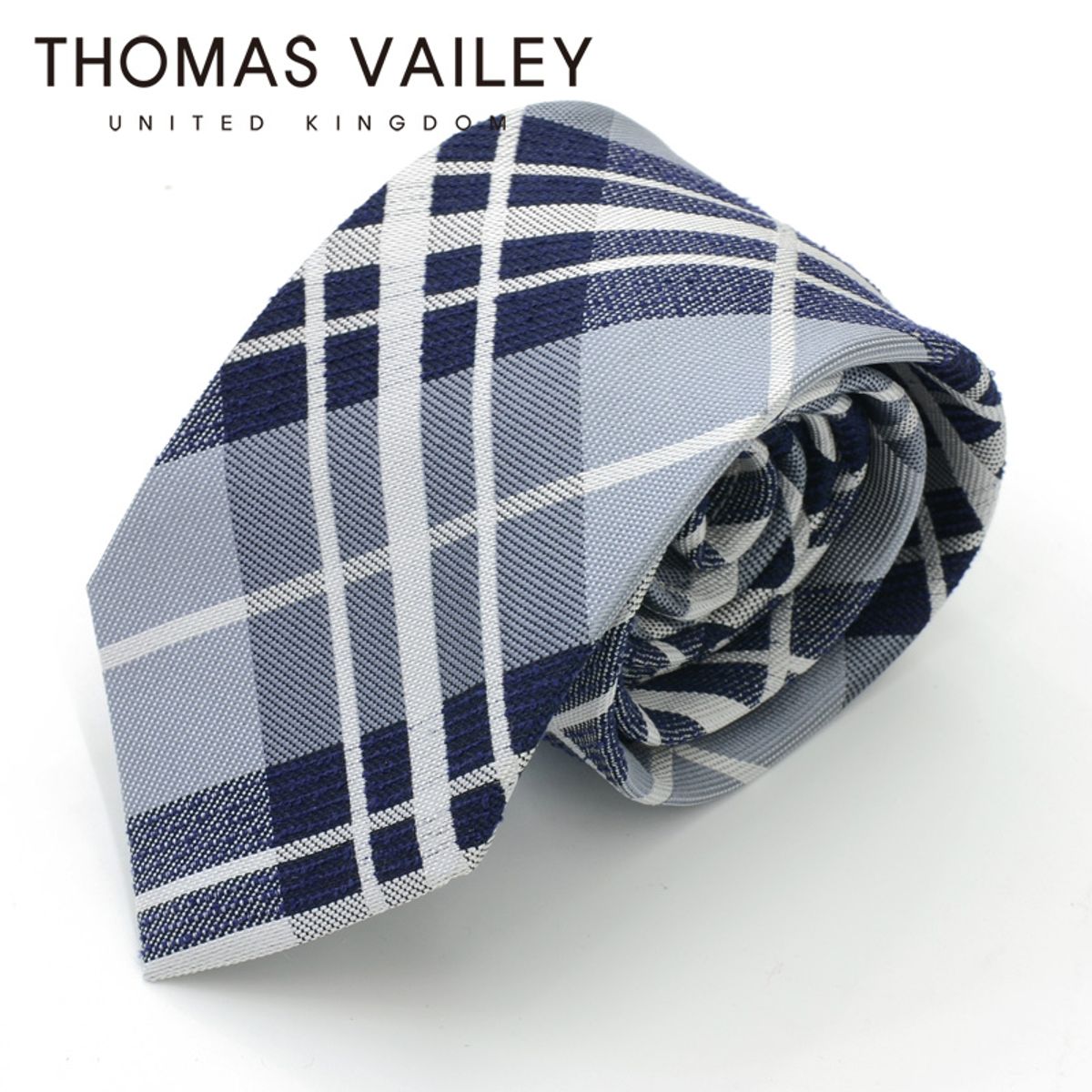 토마스 베일리(THOMAS VAILEY) [THOMAS VAILEY] 토마스베일리 세미세븐폴더 실크 넥타이 - 와일드 네이비8cm