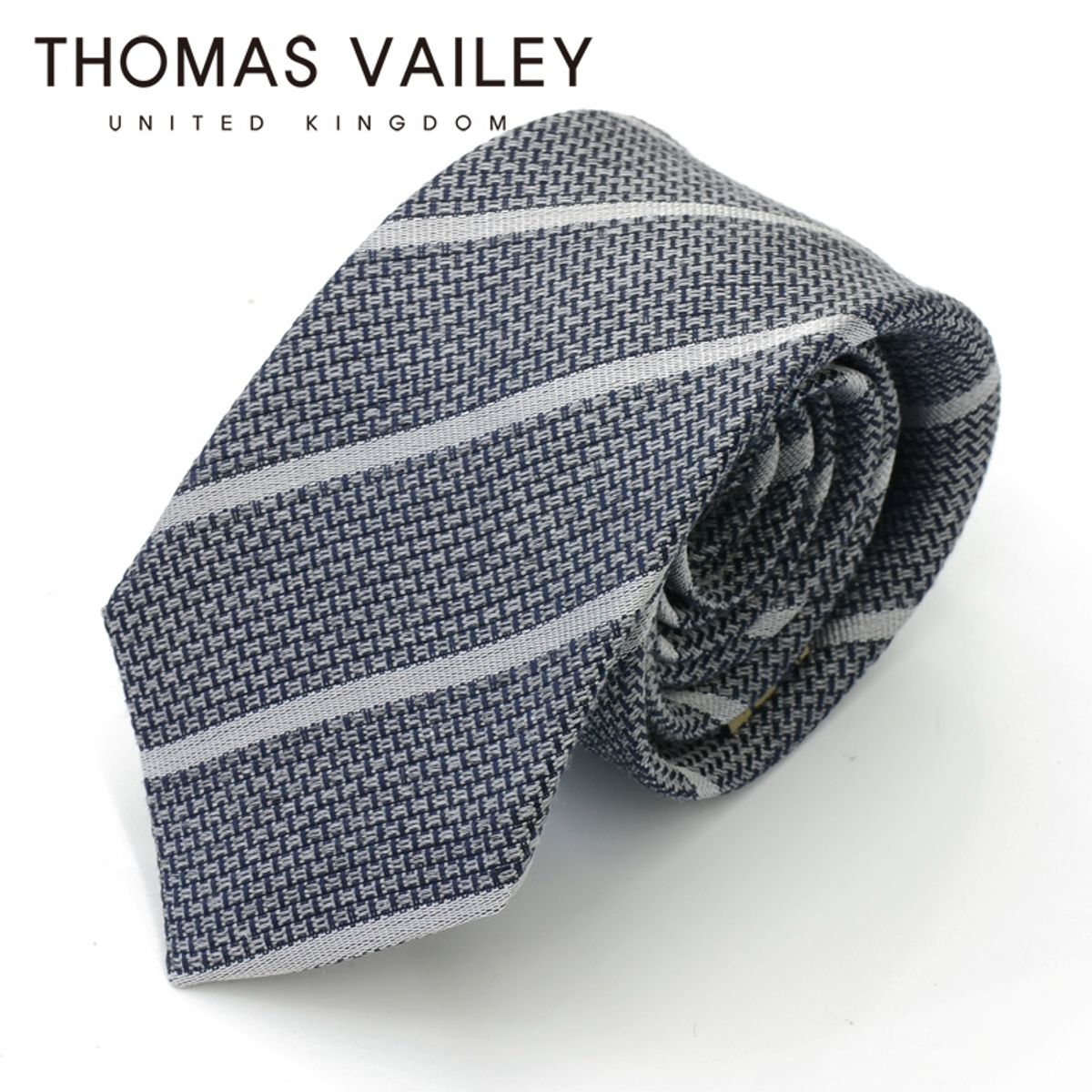 토마스 베일리(THOMAS VAILEY) [THOMAS VAILEY] 토마스베일리 세미세븐폴더 실크 넥타이 - 콜스 그레이7.7cm