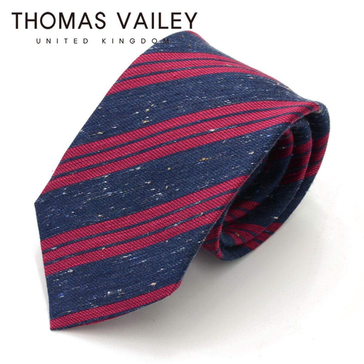 토마스 베일리(THOMAS VAILEY) [THOMAS VAILEY] 토마스베일리 세미세븐폴더 실크 넥타이 - 트리플 네이비 레드 8cm