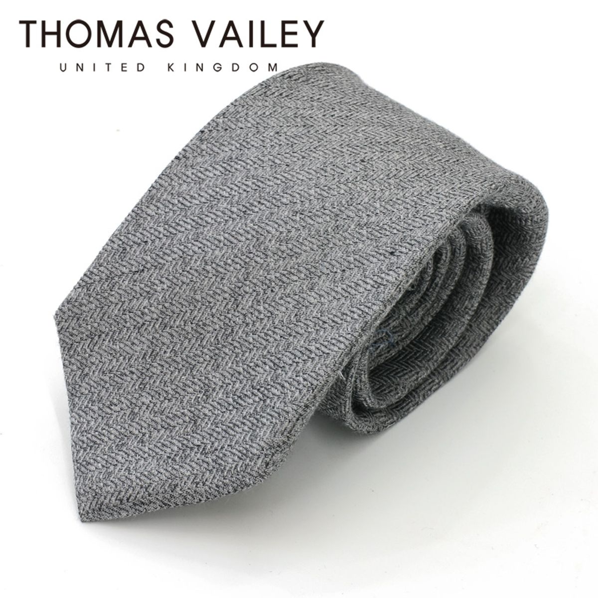 토마스 베일리(THOMAS VAILEY) 세미세븐폴더 실크 넥타이 - 헤링본 그레이 8cm