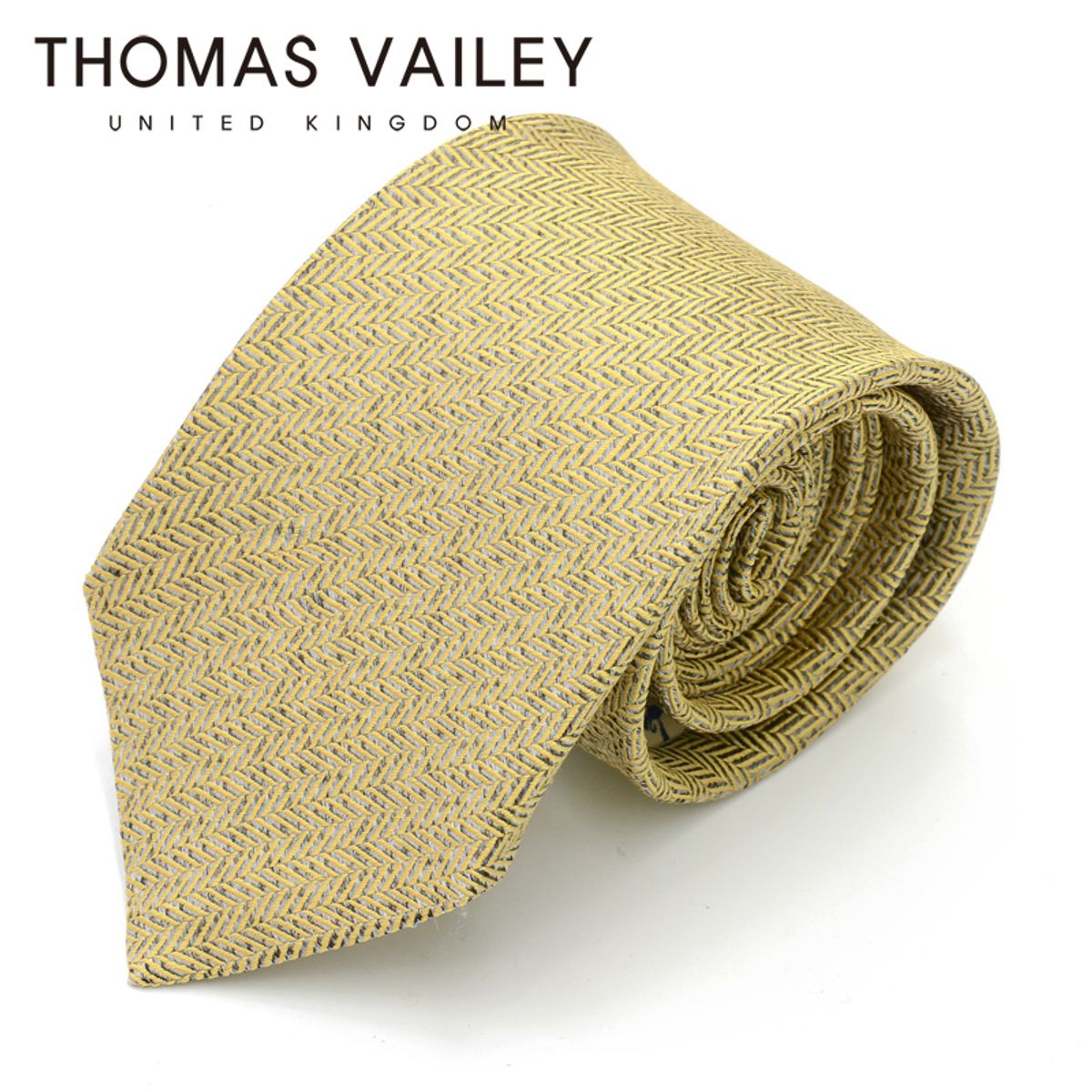 토마스 베일리(THOMAS VAILEY) [THOMAS VAILEY] 토마스베일리 세미세븐폴더 실크 넥타이 - 헤링본 머스타드 8cm