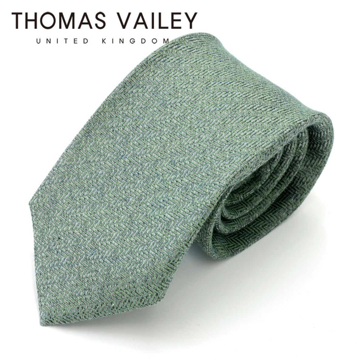 토마스 베일리(THOMAS VAILEY) [THOMAS VAILEY] 토마스베일리 세미세븐폴더 실크 넥타이 - 헤링본 올리브 8cm