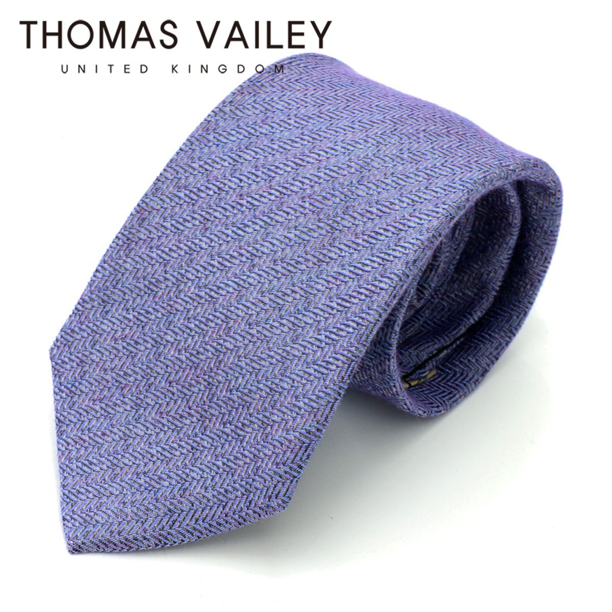 토마스 베일리(THOMAS VAILEY) [THOMAS VAILEY] 토마스베일리 세미세븐폴더 실크 넥타이 - 헤링본 퍼플 8cm