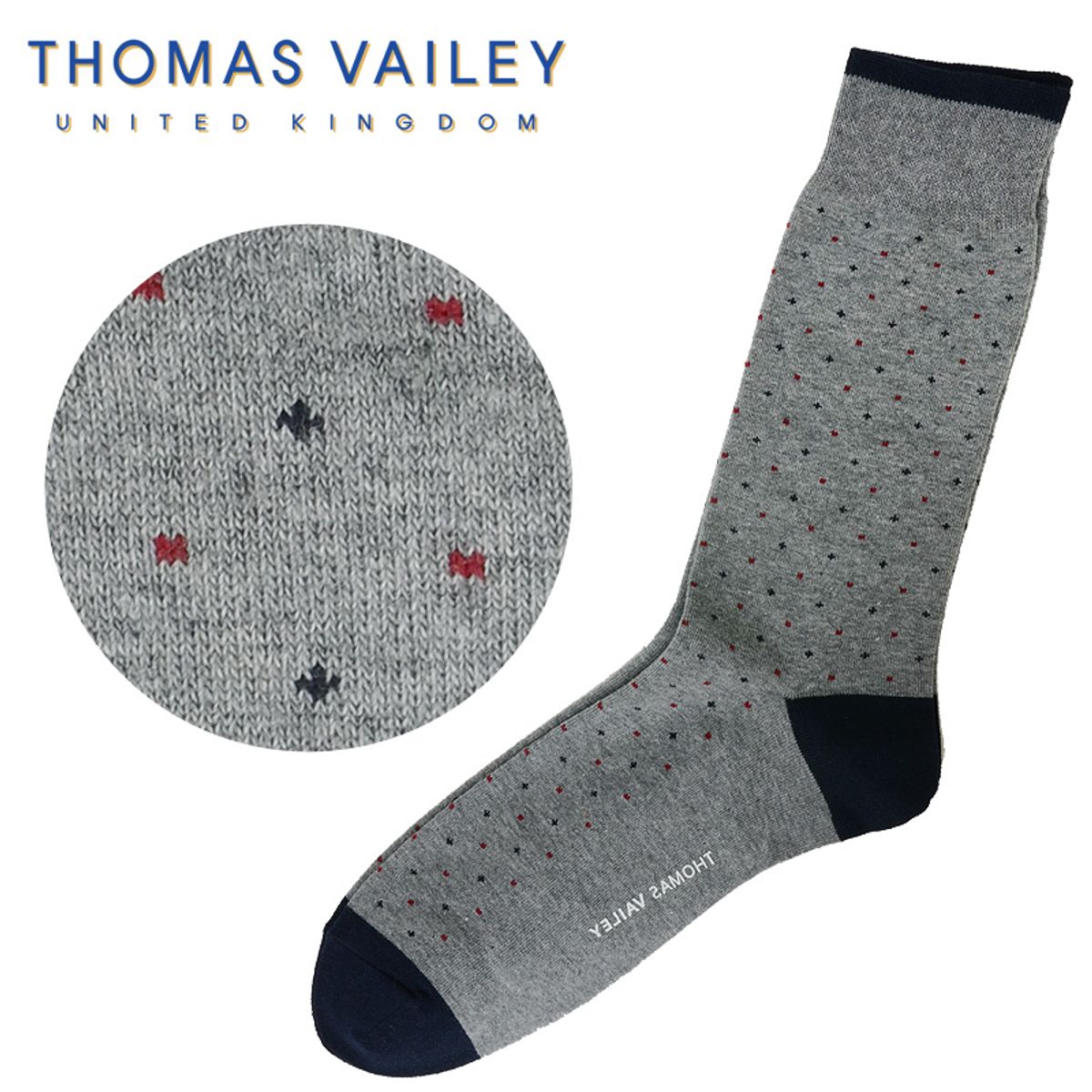 토마스 베일리(THOMAS VAILEY) [THOMAS VAILEY] 토마스베일리 신사양말 - 폴카도트 그레이