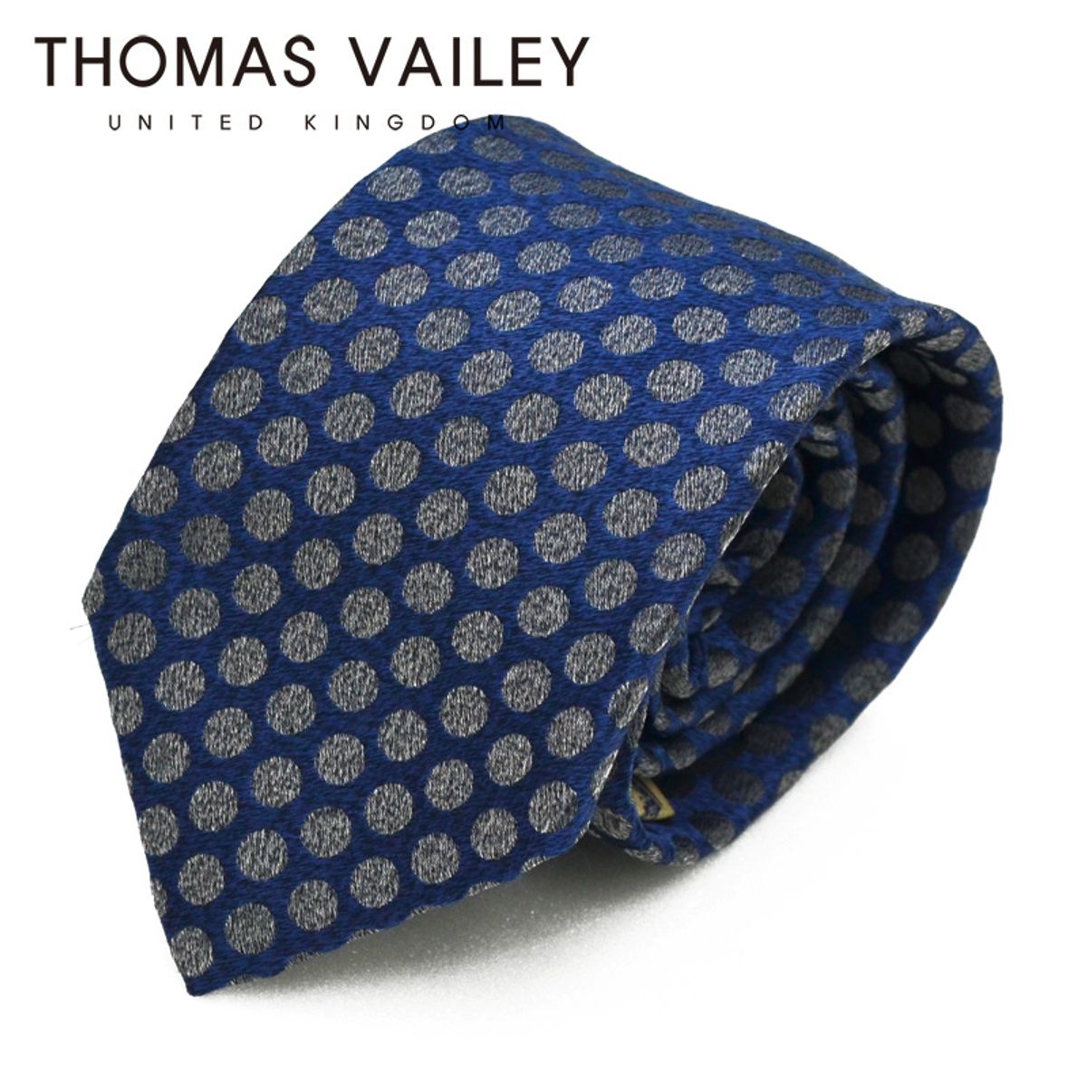 토마스 베일리(THOMAS VAILEY) [THOMAS VAILEY] 토마스베일리 세미세븐폴더 실크 넥타이 - 프로그맨 네이비그레이 7.7cm