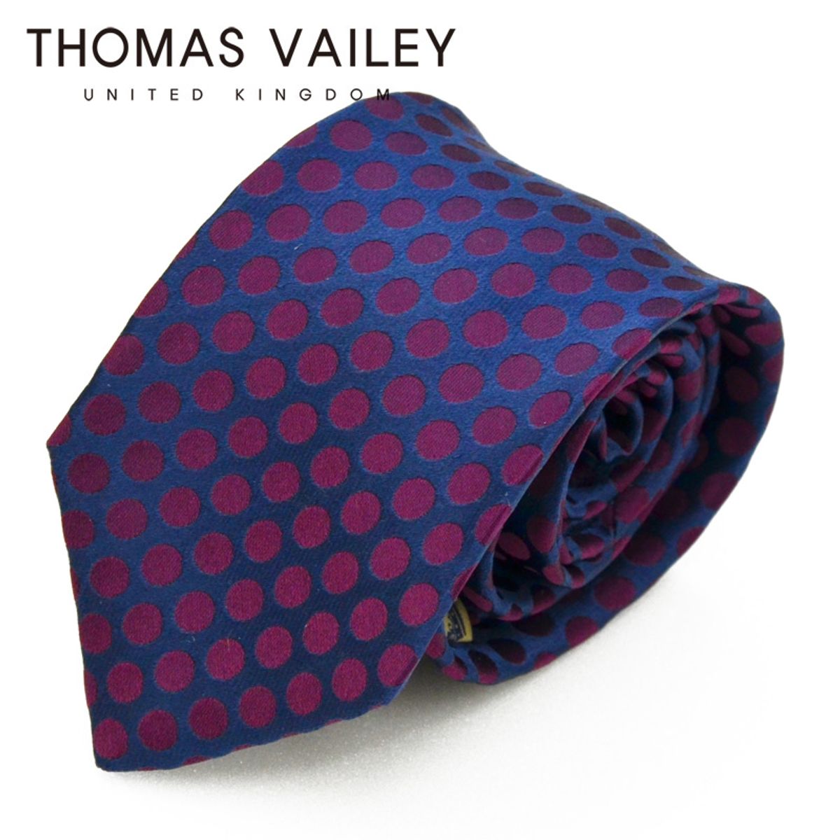 토마스 베일리(THOMAS VAILEY) [THOMAS VAILEY] 토마스베일리 세미세븐폴더 실크 넥타이 - 프로그맨 네이비와인 7.7cm