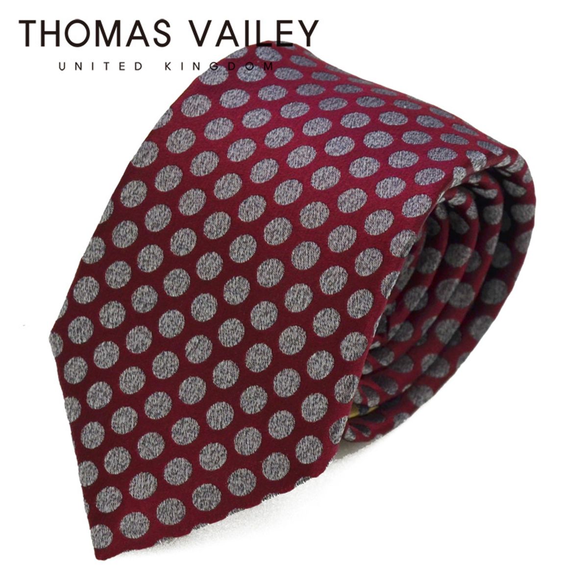 토마스 베일리(THOMAS VAILEY) 세미세븐폴더 실크 넥타이 - 프로그맨 와인그레이 7.7cm