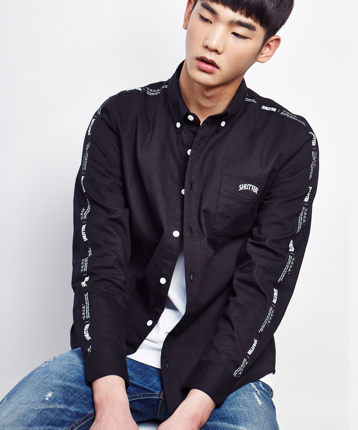 셔터(SHUTTER) TAPING SHIRTS (BLACK)