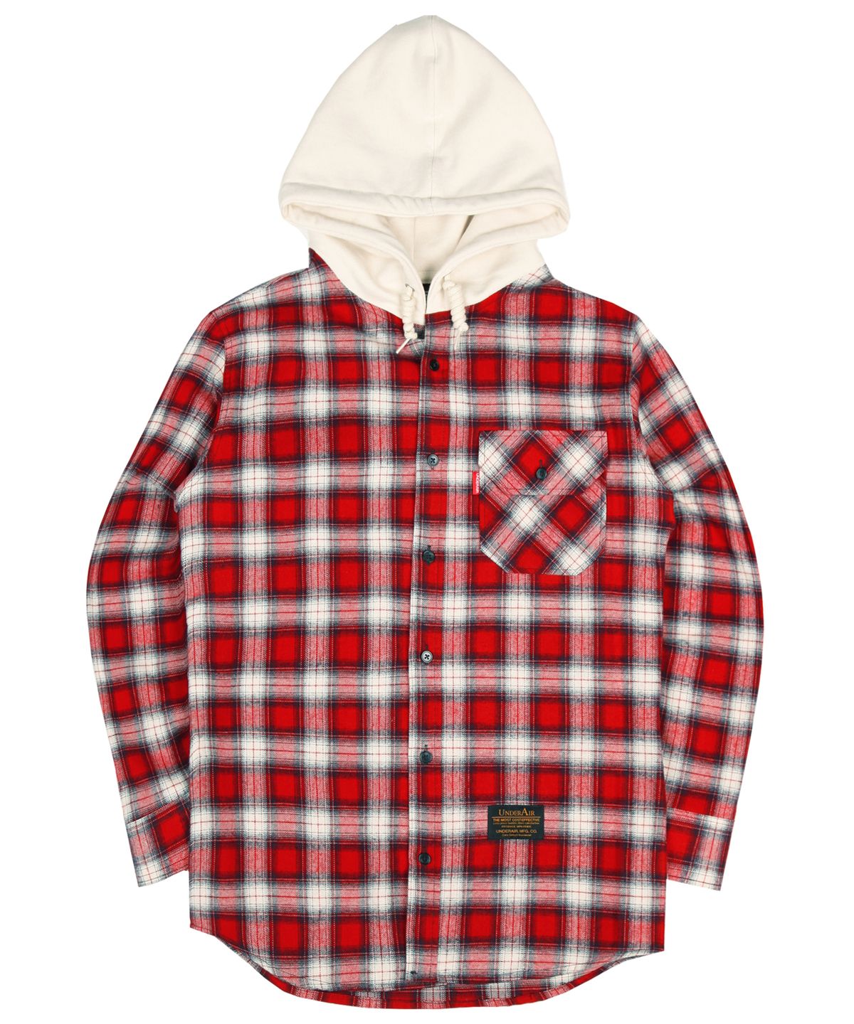 언더에어(UNDERAIR) Flannel Hoodie Shrits - Red/Ivory - Sand