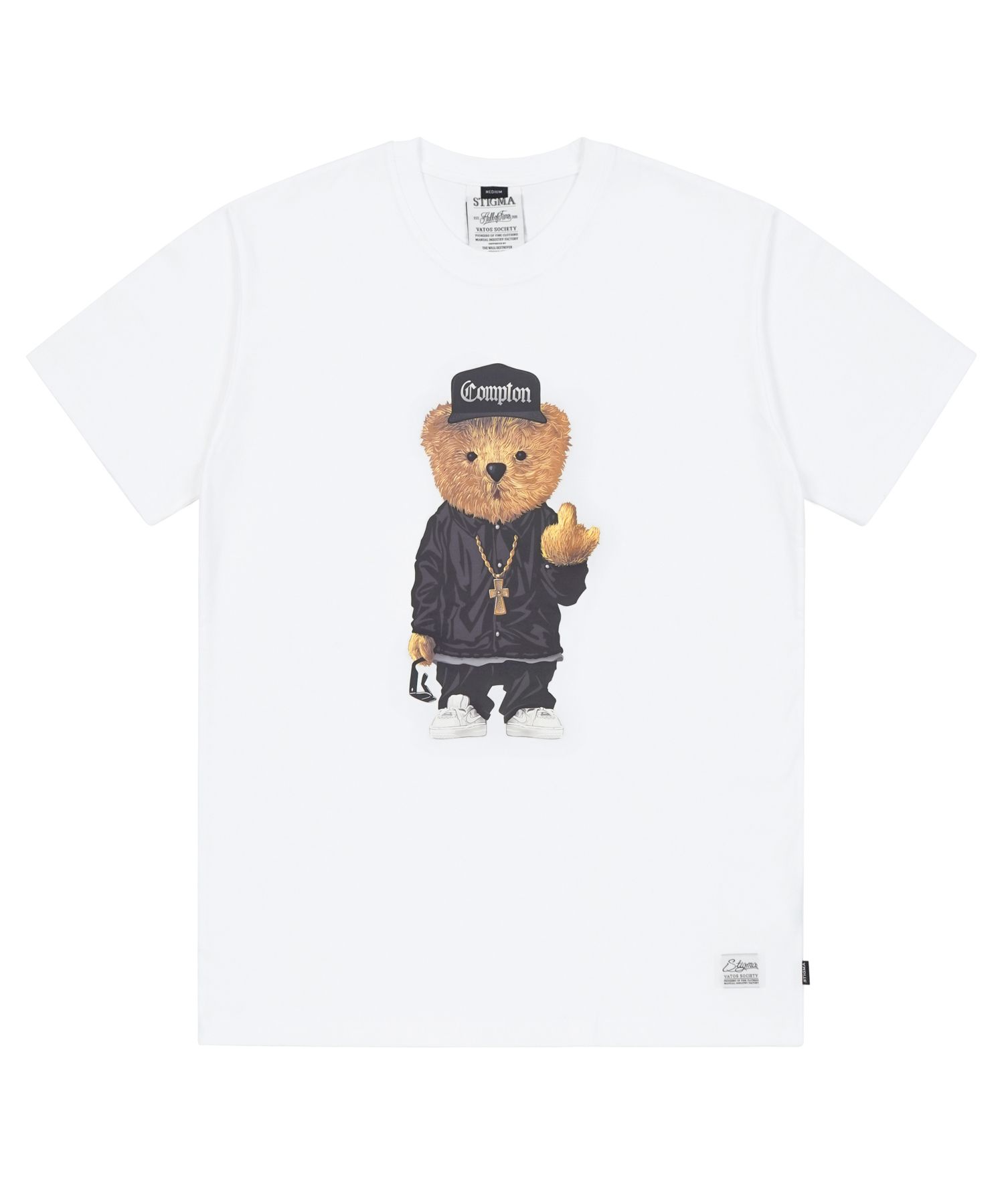 [ STIGMA ]★COMPTON BEAR T-SHIRTS MUSINSA | STIGMA COMPTON BEAR T-SHIRTS WHITE