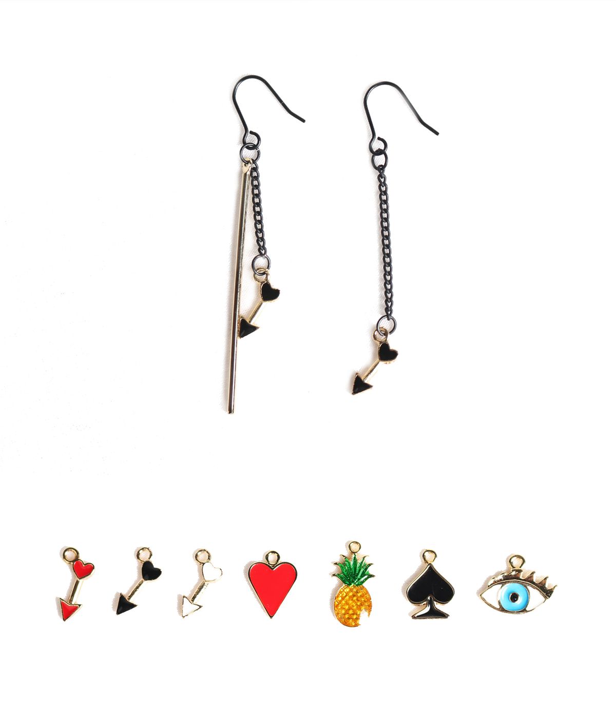 러쉬오프(RUSH OFF) THE CHOICEABLE PANDANT BLACK & GOLD EARRING / 팬던트 포인트 블랙&골드 귀걸이 (팬던트 선택가능)