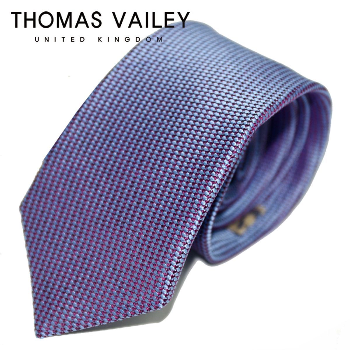 토마스 베일리(THOMAS VAILEY) [THOMAS VAILEY] 토마스베일리 세미세븐폴더 실크 넥타이 - 투톤솔리드 블루 7.7cm