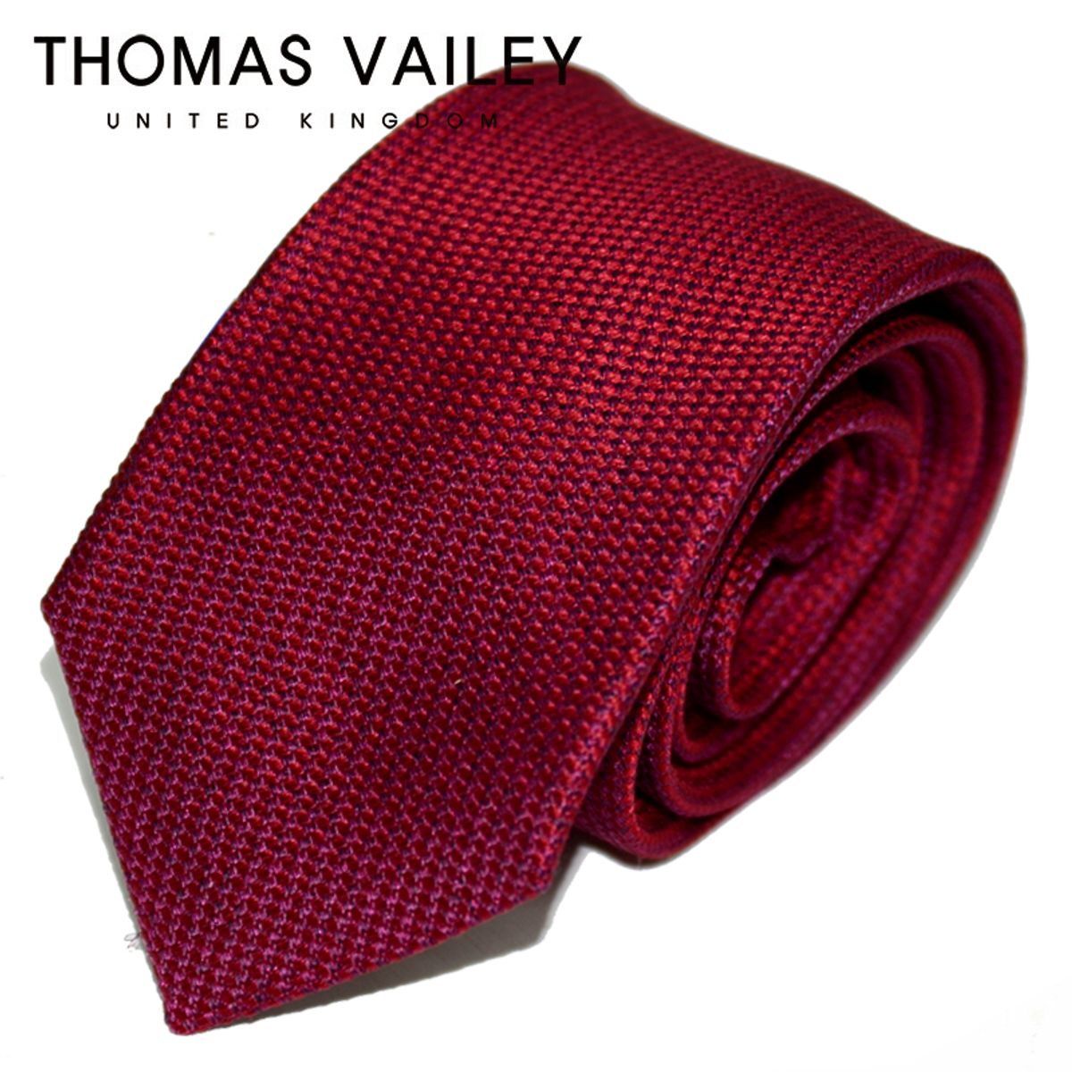 토마스 베일리(THOMAS VAILEY) [THOMAS VAILEY] 토마스베일리 세미세븐폴더 실크 넥타이 - 투톤솔리드 레드 7.7cm