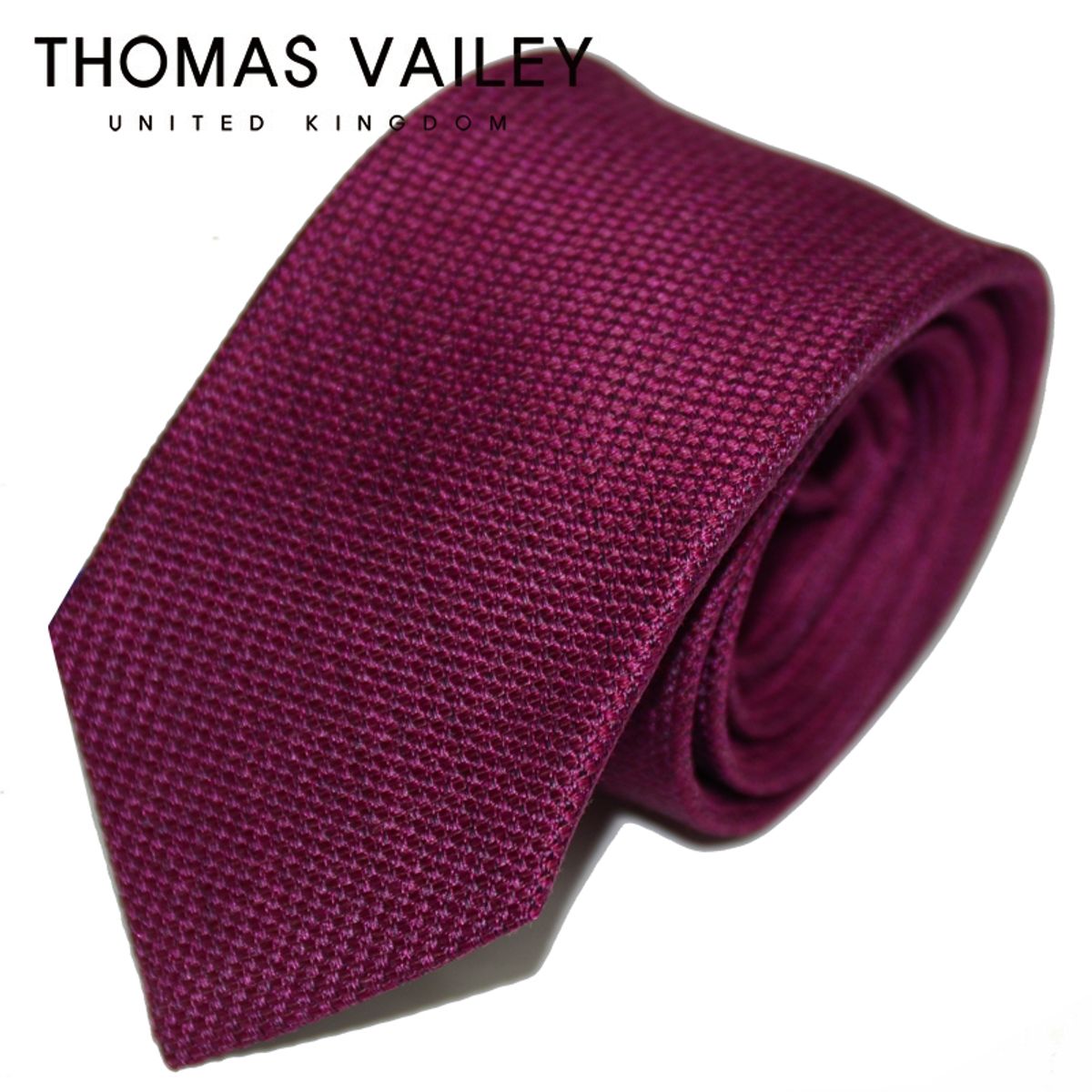 토마스 베일리(THOMAS VAILEY) [THOMAS VAILEY] 토마스베일리 세미세븐폴더 실크 넥타이 - 투톤솔리드 와인 7.7cm