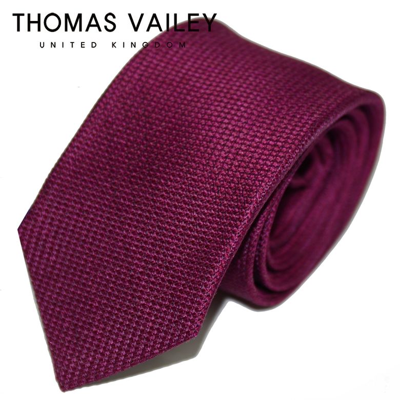 [THOMAS VAILEY] 토마스베일리 세미세븐폴더 실크 넥타이 - 투톤솔리드 와인 7.7cm