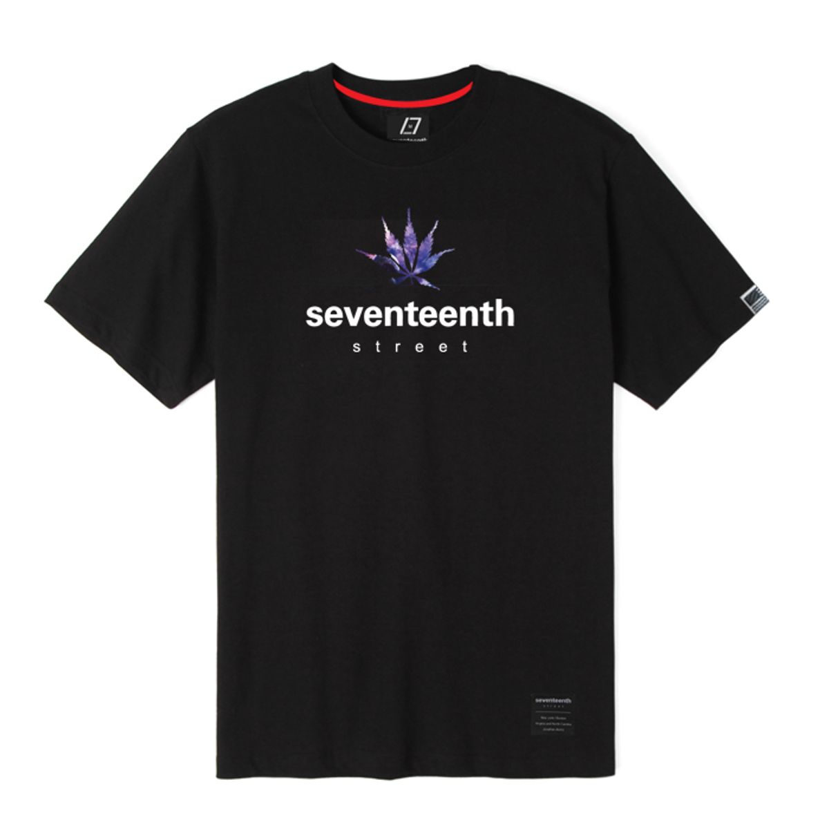 세븐틴스(SEVENTEENTH) 리프 갤럭시 패턴 반팔 티셔츠 블랙